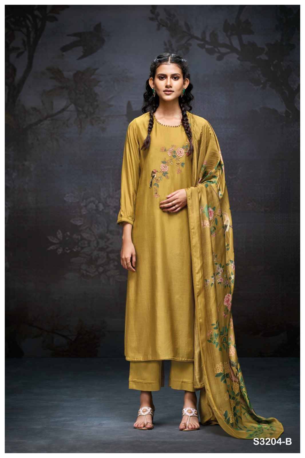 Elaine-3204 By Ganga Fashion 3204-A To 3204-D Series Beautiful Festive Suits Colorful Stylish Fancy Casual Wear & Ethnic Wear Pure Bemberg Silk Dresses At Wholesale Price