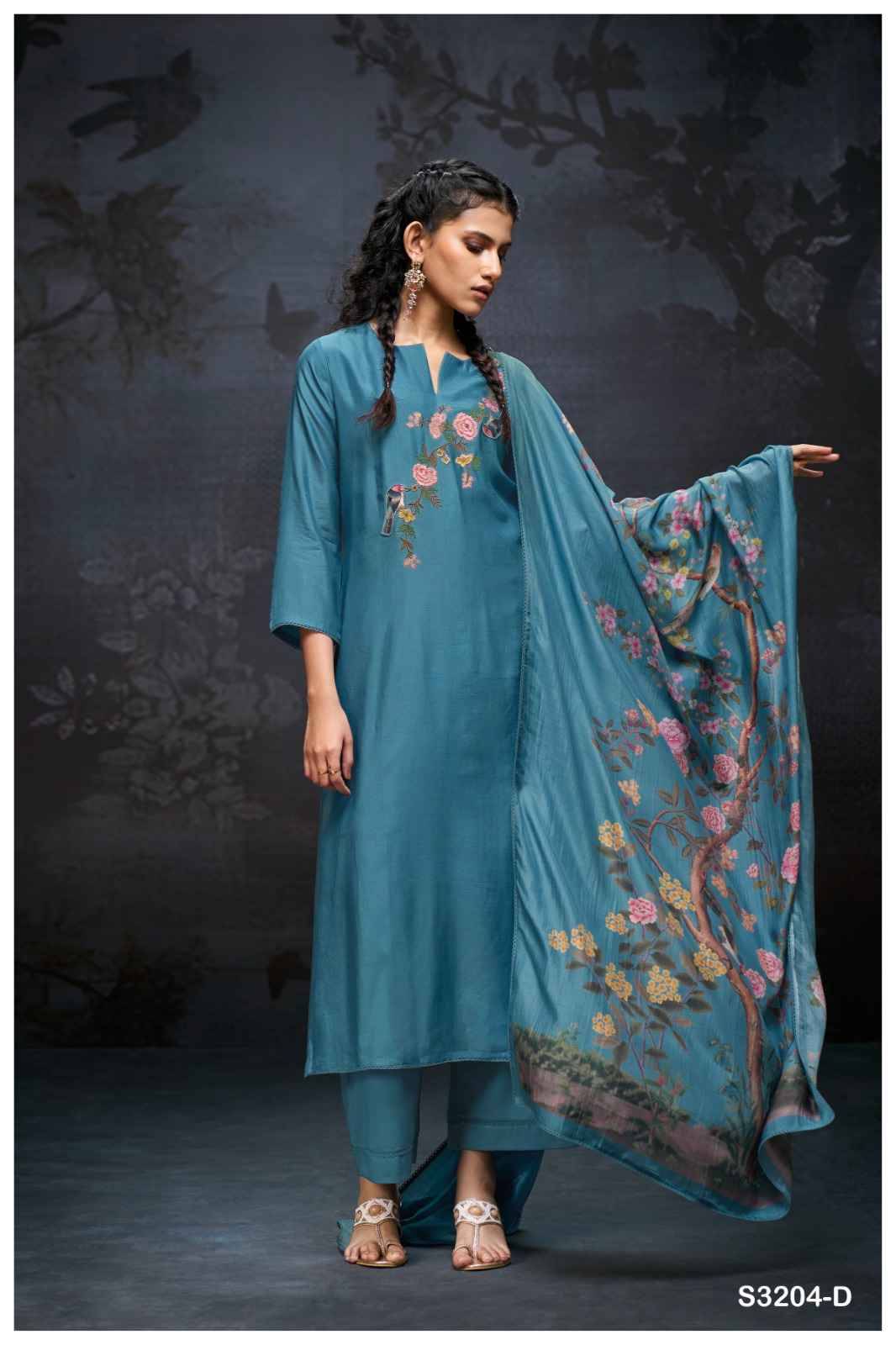 Elaine-3204 By Ganga Fashion 3204-A To 3204-D Series Beautiful Festive Suits Colorful Stylish Fancy Casual Wear & Ethnic Wear Pure Bemberg Silk Dresses At Wholesale Price