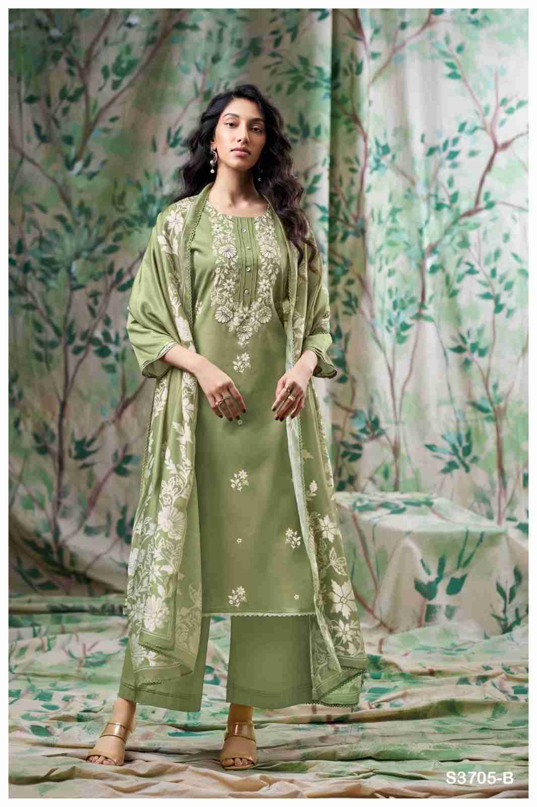 Giselle-3705 By Ganga Fashion 3705-A To 3705-D Series Beautiful Festive Suits Colorful Stylish Fancy Casual Wear & Ethnic Wear Pure Cotton Satin Dresses At Wholesale Price