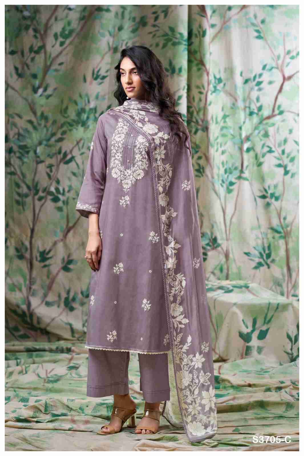Giselle-3705 By Ganga Fashion 3705-A To 3705-D Series Beautiful Festive Suits Colorful Stylish Fancy Casual Wear & Ethnic Wear Pure Cotton Satin Dresses At Wholesale Price