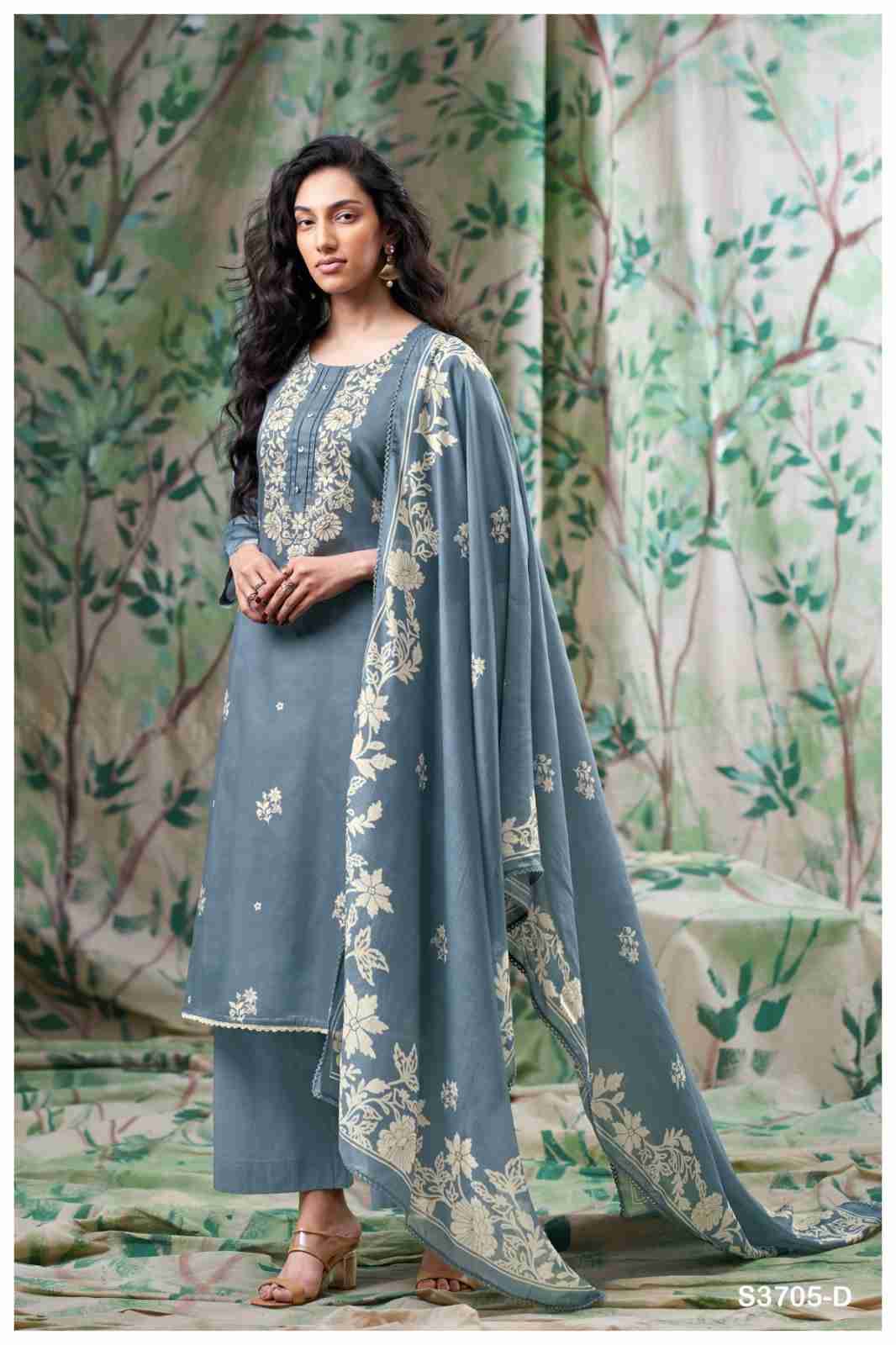 Giselle-3705 By Ganga Fashion 3705-A To 3705-D Series Beautiful Festive Suits Colorful Stylish Fancy Casual Wear & Ethnic Wear Pure Cotton Satin Dresses At Wholesale Price