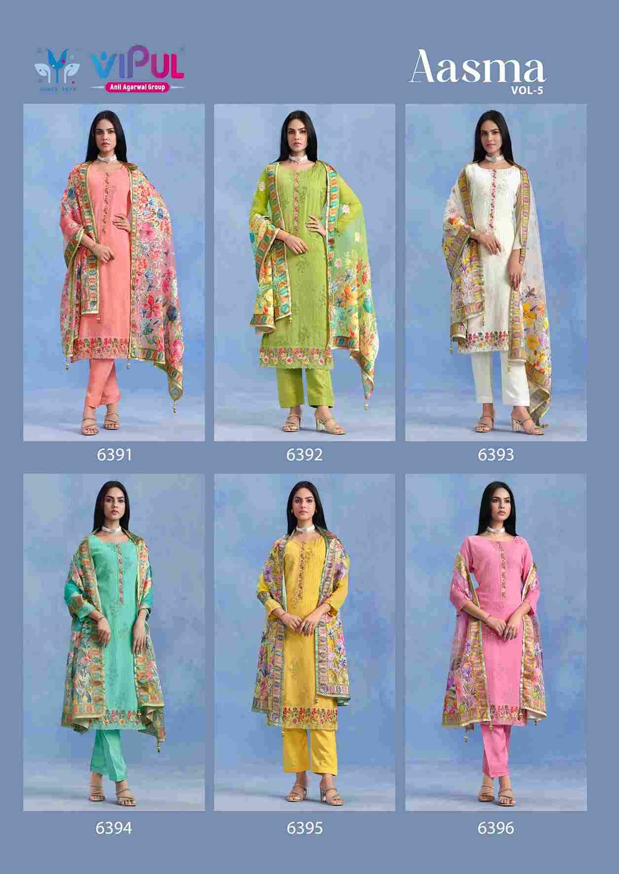 Aasma Vol-5 By Vipul Fashion 6391 To 6396 Series Beautiful Festive Suits Colorful Stylish Fancy Casual Wear & Ethnic Wear Catonic Dresses At Wholesale Price