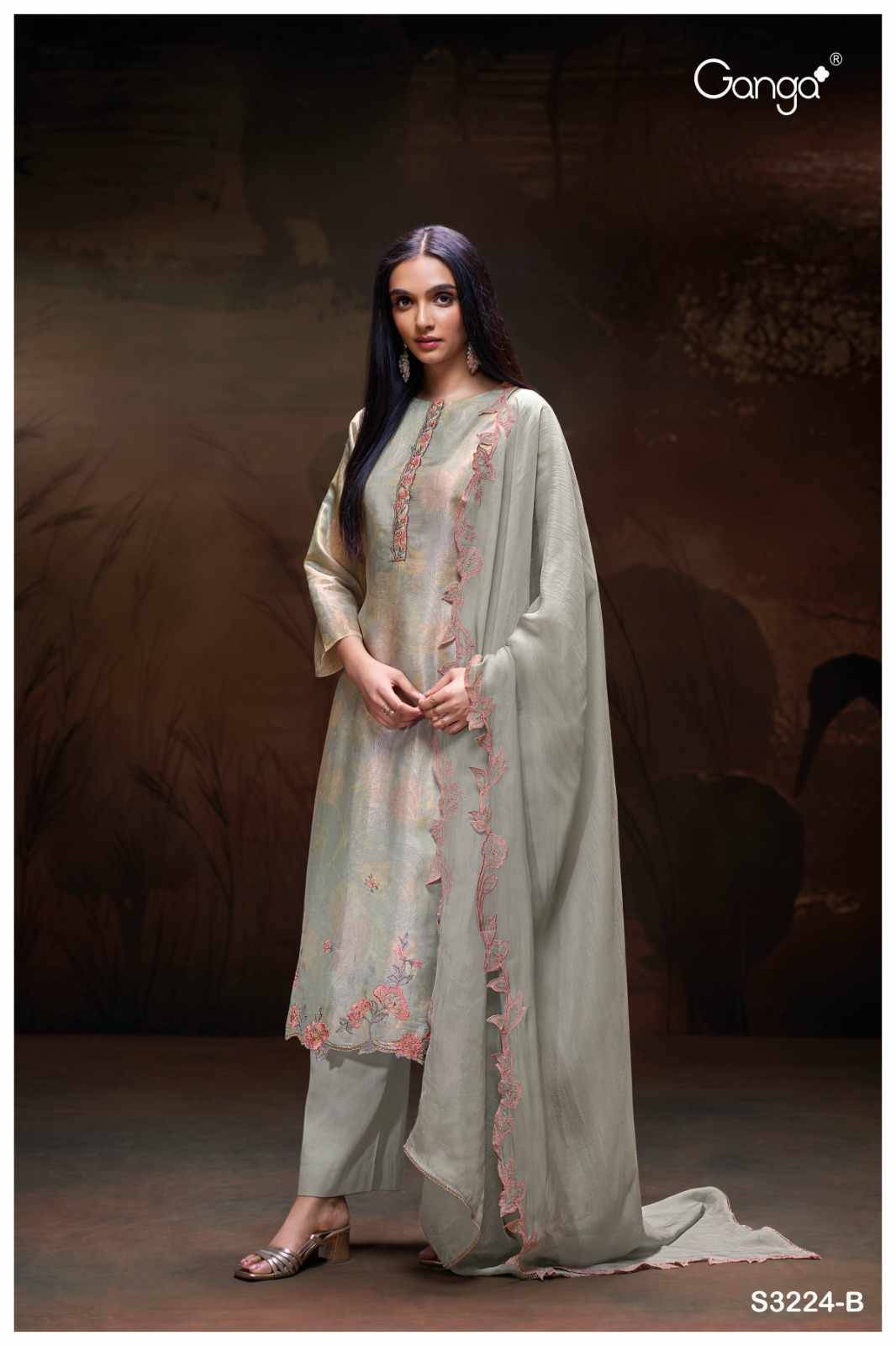Paris-3224 By Ganga Fashion 3224-A To 3224-B Series Beautiful Festive Suits Colorful Stylish Fancy Casual Wear & Ethnic Wear Pure Bemberg Silk Dresses At Wholesale Price
