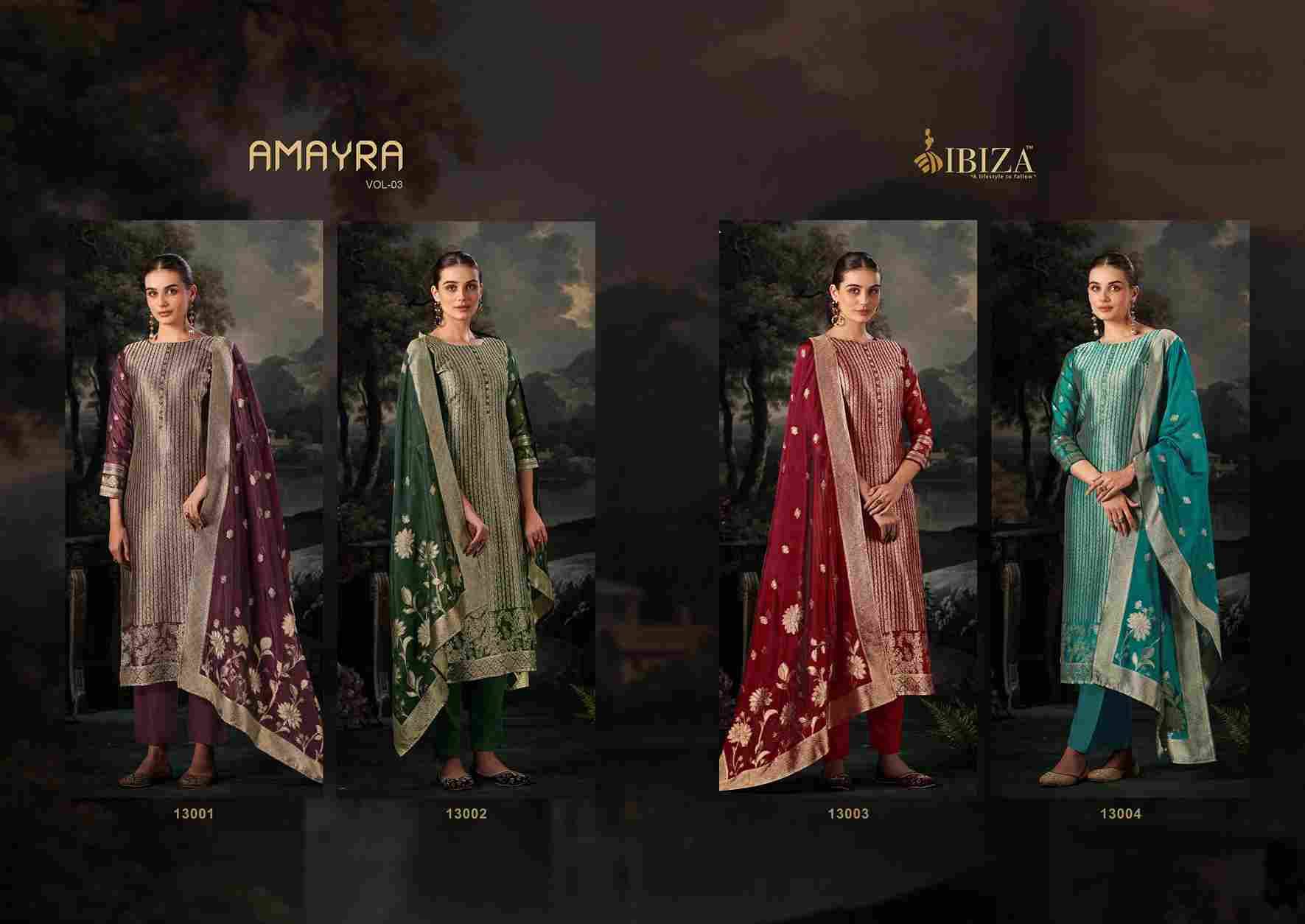 Amayra Vol-3 By Ibiza 13001 To 13004 Series Beautiful Festive Suits Colorful Stylish Fancy Casual Wear & Ethnic Wear Bangalori Silk Jacquard Dresses At Wholesale Price