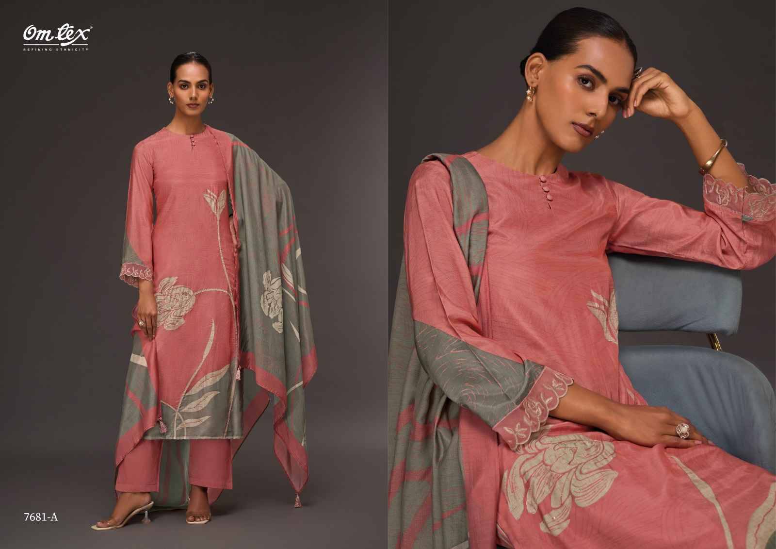 Modern Edge By Om Tex 7681-A To 7681-D Series Beautiful Suits Stylish Fancy Colorful Party Wear & Ethnic Wear Silk Dresses At Wholesale Price