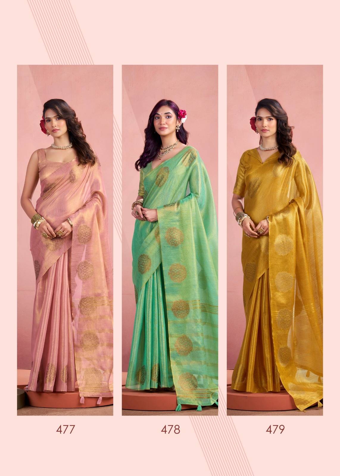 Mini Silk By Rajpath 474 To 479 Series Indian Traditional Wear Collection Beautiful Stylish Fancy Colorful Party Wear & Occasional Wear Tissue Sarees At Wholesale Price
