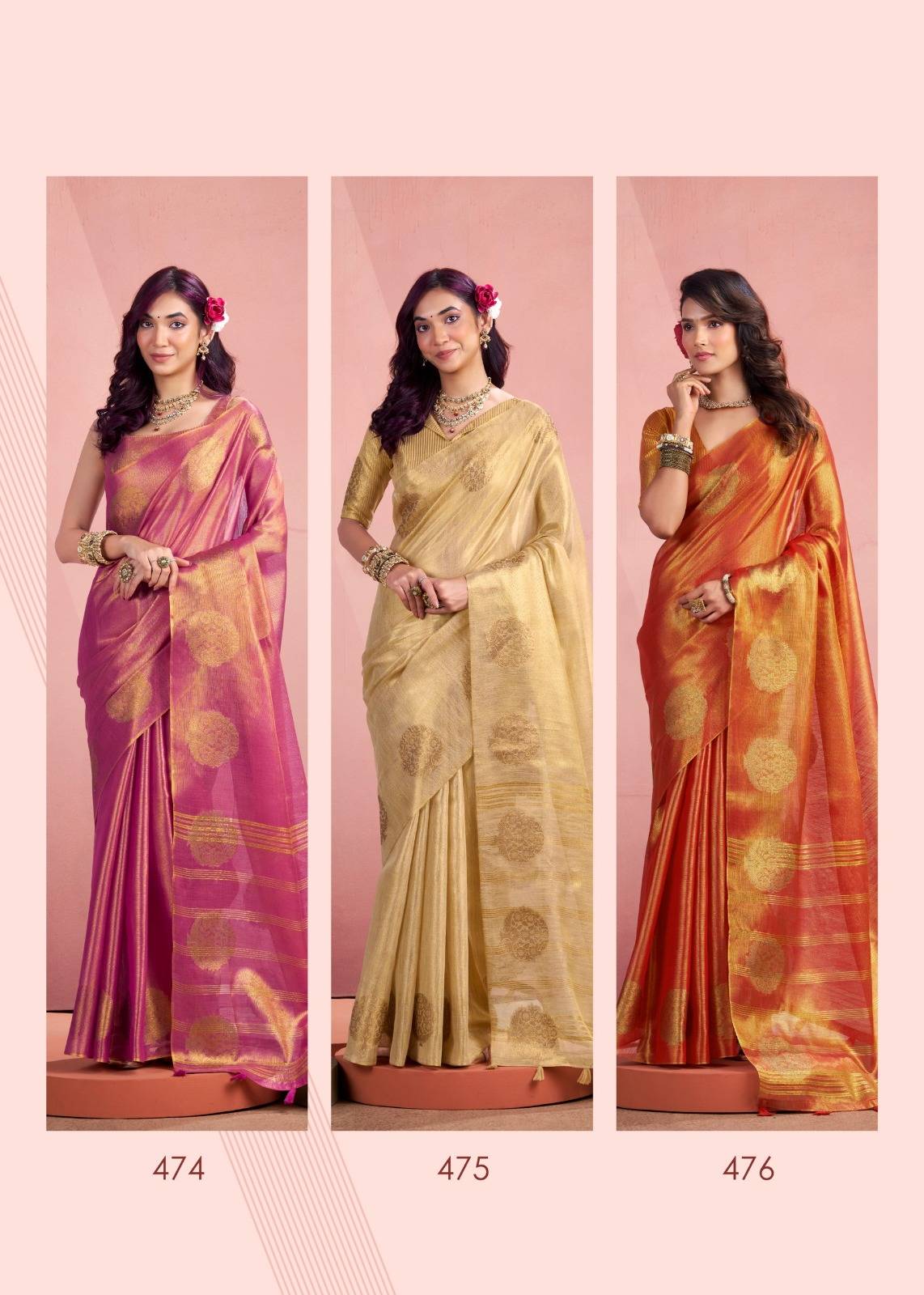 Mini Silk By Rajpath 474 To 479 Series Indian Traditional Wear Collection Beautiful Stylish Fancy Colorful Party Wear & Occasional Wear Tissue Sarees At Wholesale Price