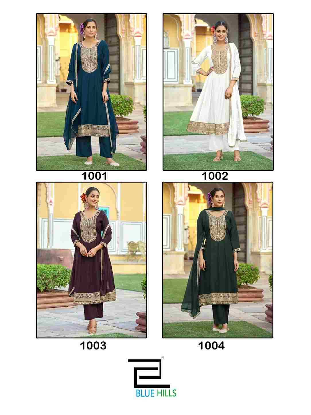 Mumtaz By Blue Hills 1001 To 1004 Series Beautiful Festive Suits Colorful Stylish Fancy Casual Wear & Ethnic Wear Heavy Rayon Dresses At Wholesale Price