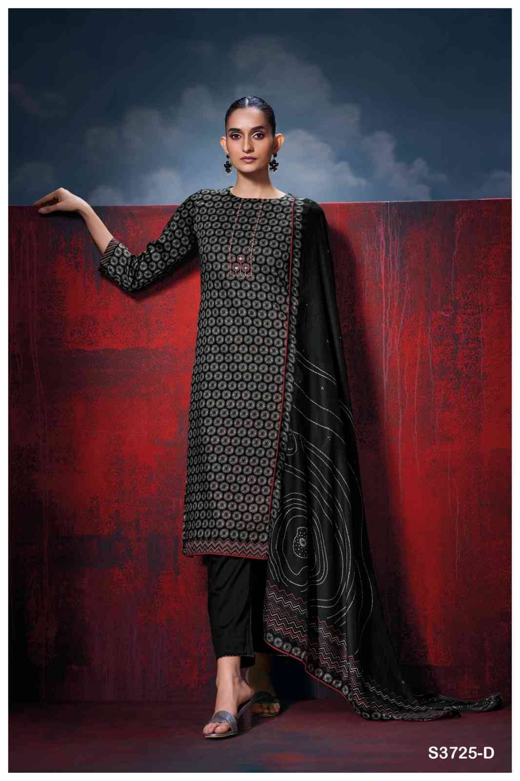 Kiyana-3725 By Ganga Fashion 3725-A To 3725-D Series Beautiful Festive Suits Colorful Stylish Fancy Casual Wear & Ethnic Wear Pure Cotton Satin Dresses At Wholesale Price