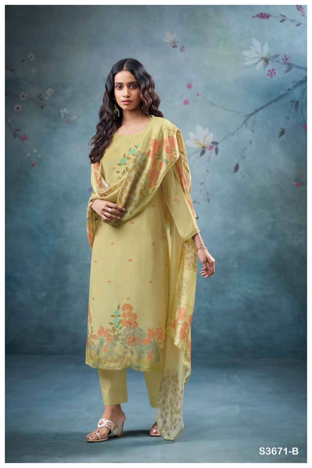 Sitara-3671 By Ganga Fashion 3671-A To 3671-D Series Beautiful Festive Suits Colorful Stylish Fancy Casual Wear & Ethnic Wear Pure Viscose Muslin Silk Dresses At Wholesale Price