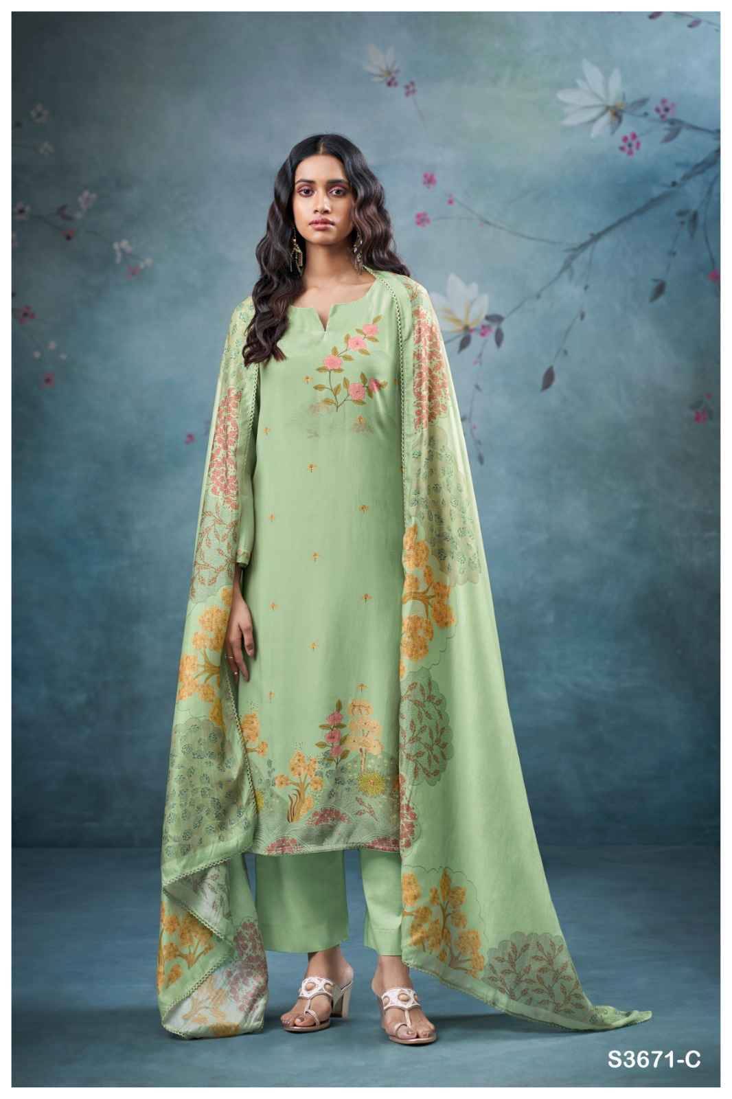 Sitara-3671 By Ganga Fashion 3671-A To 3671-D Series Beautiful Festive Suits Colorful Stylish Fancy Casual Wear & Ethnic Wear Pure Viscose Muslin Silk Dresses At Wholesale Price
