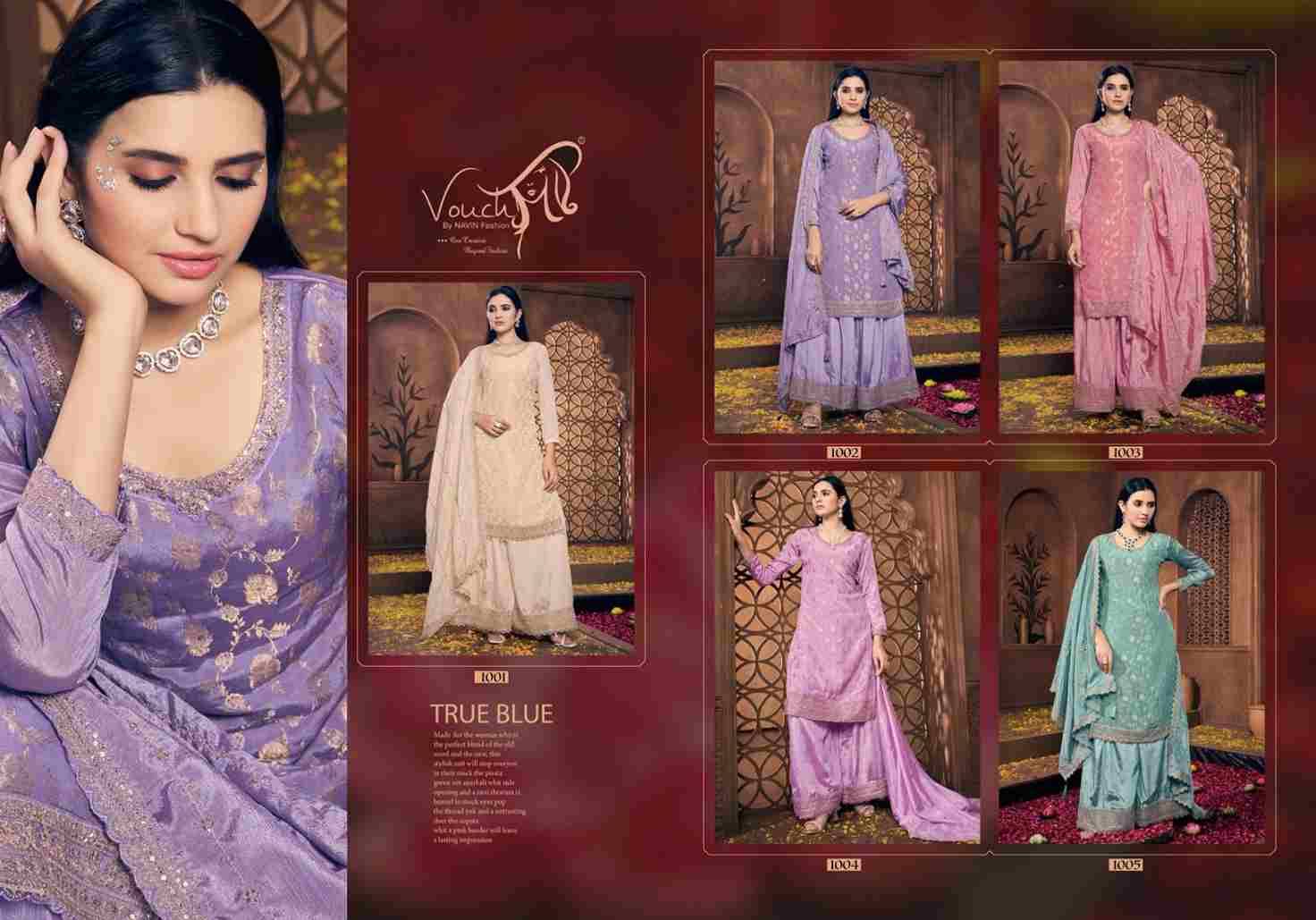 Noor Mahal Vol-4 By Vouche 1001 To 1005 Series Beautiful Sharara Suits Colorful Stylish Fancy Casual Wear & Ethnic Wear Visocse Chinnon Dresses At Wholesale Price