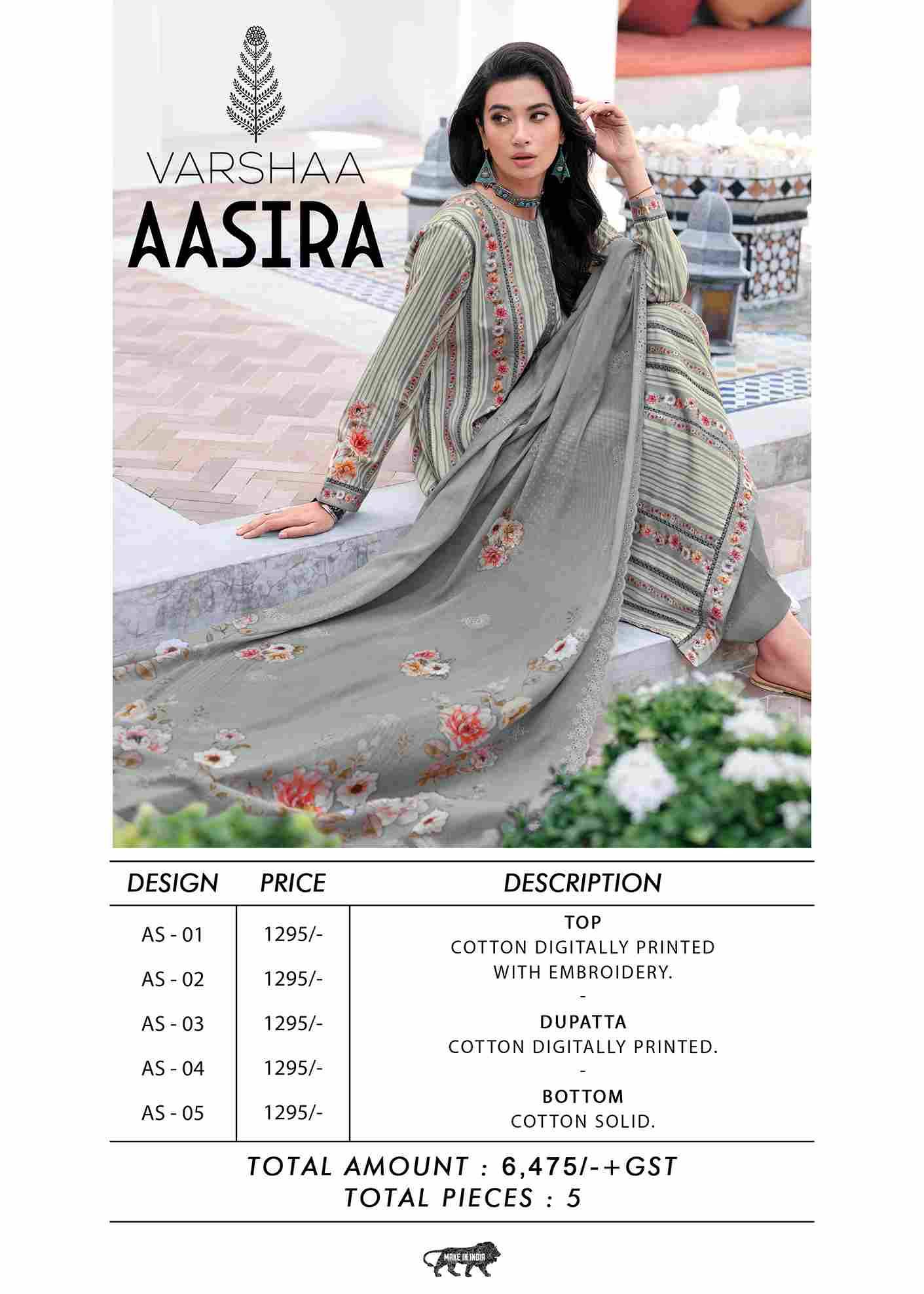 Aasira By Varshaa 01 To 05 Series Beautiful Festive Suits Colorful Stylish Fancy Casual Wear & Ethnic Wear Cotton Dresses At Wholesale Price