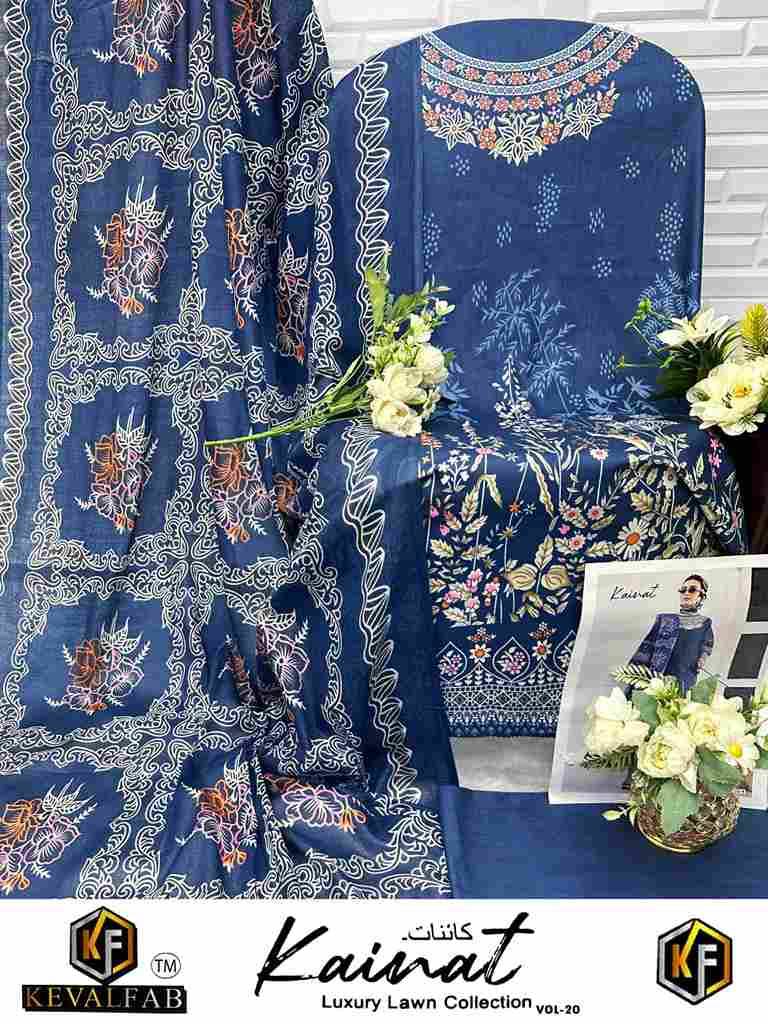 Kainat Vol-20 By Keval Fab 20001 To 20006 Series Beautiful Suits Colorful Stylish Fancy Casual Wear & Ethnic Wear Pure Lawn Cotton Dresses At Wholesale Price