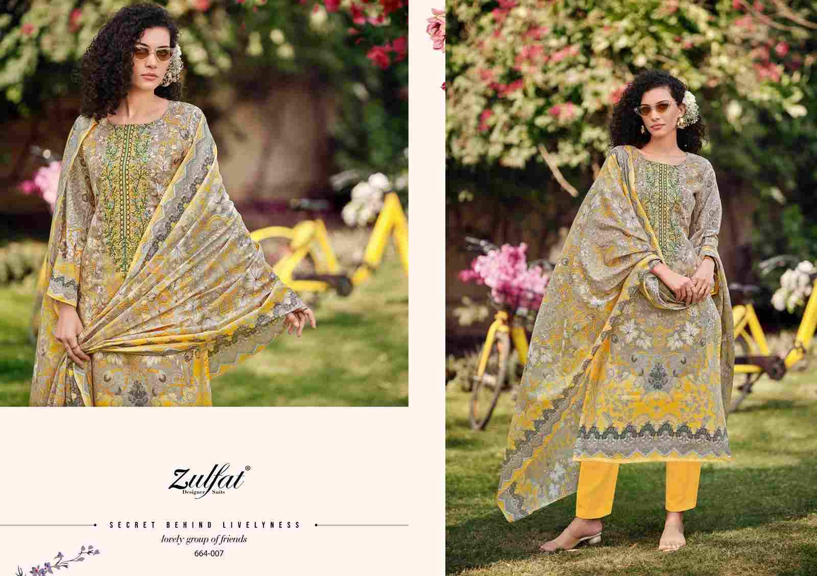 Gulnaaz Vol-6 By Zulfat 664-001 To 664-008 Series Beautiful Festive Suits Stylish Fancy Colorful Casual Wear & Ethnic Wear Pure Cotton Print Dresses At Wholesale Price