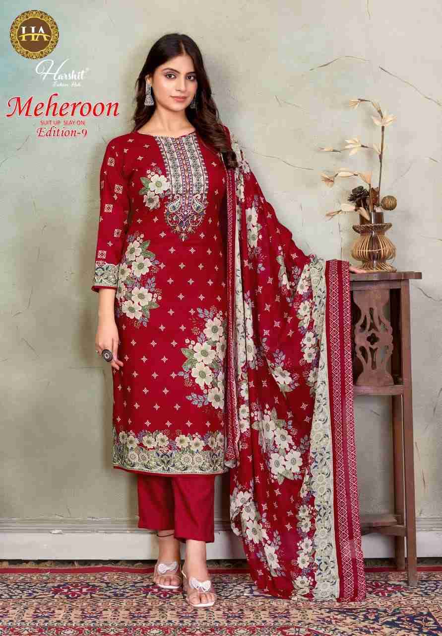 Meheroon Vol-9 By Harshit Fashion Hub 2526-26-01 To 2526-26-06 Series Beautiful Suits Colorful Stylish Fancy Casual Wear & Ethnic Wear Pure Viscose Rayon Print Dresses At Wholesale Price