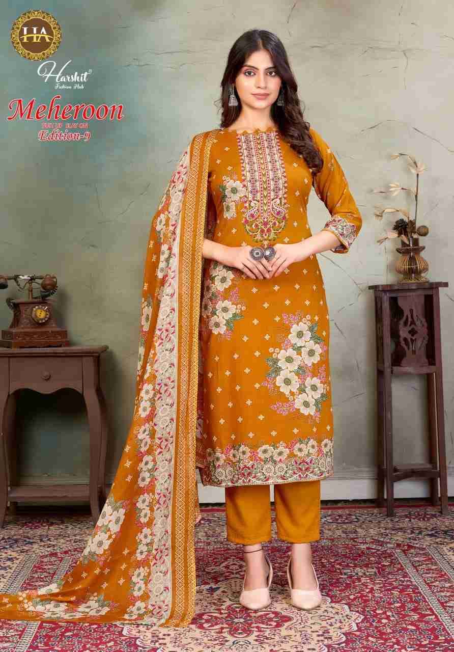 Meheroon Vol-9 By Harshit Fashion Hub 2526-26-01 To 2526-26-06 Series Beautiful Suits Colorful Stylish Fancy Casual Wear & Ethnic Wear Pure Viscose Rayon Print Dresses At Wholesale Price