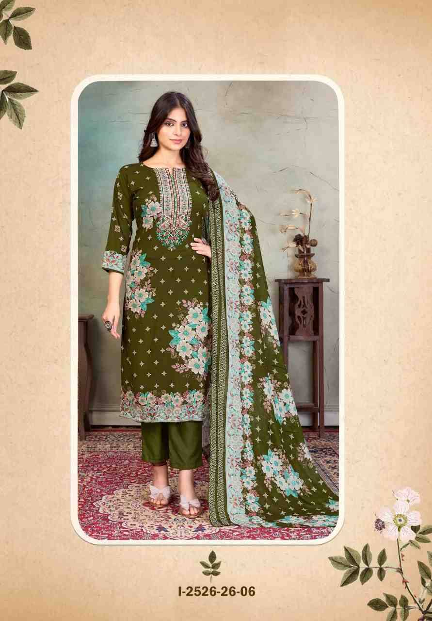 Meheroon Vol-9 By Harshit Fashion Hub 2526-26-01 To 2526-26-06 Series Beautiful Suits Colorful Stylish Fancy Casual Wear & Ethnic Wear Pure Viscose Rayon Print Dresses At Wholesale Price