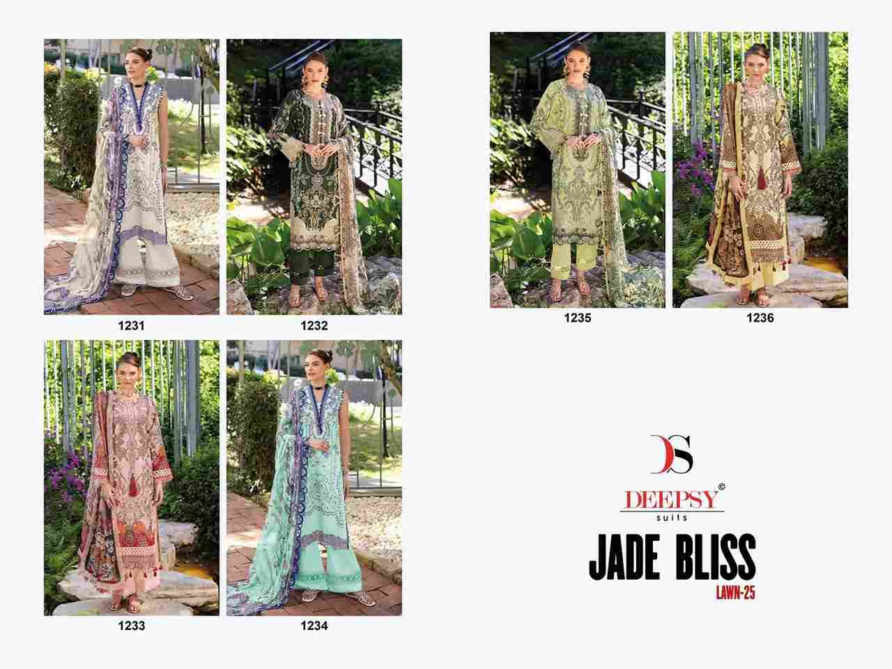 Jade Bliss Lawn-25 By Deepsy Suits 1231 To 1236 Series Designer Pakistani Suits Beautiful Stylish Fancy Colorful Party Wear & Occasional Wear Pure Cotton Dresses At Wholesale Price