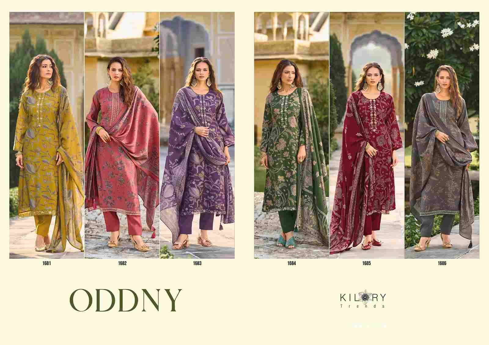 Oddny By Kilory 1681 To 1686 Series Beautiful Festive Suits Colorful Stylish Fancy Casual Wear & Ethnic Wear Pure Muslin Dresses At Wholesale Price