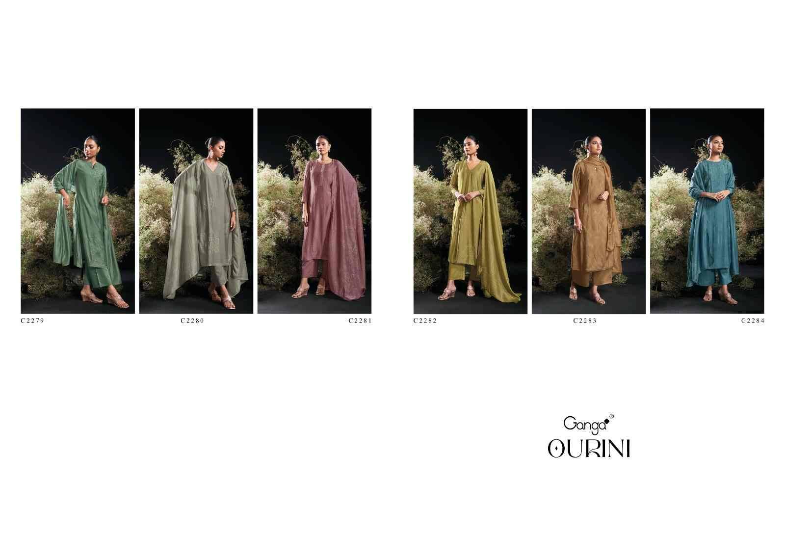 Ourini By Ganga Fashion 2279 To 2284 Series Beautiful Festive Suits Colorful Stylish Fancy Casual Wear & Ethnic Wear Pure Bemberg Silk Dresses At Wholesale Price