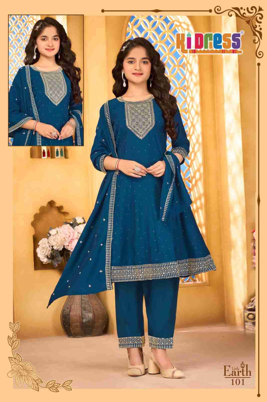 Little Earth By Kidress 101 To 102 Series Beautiful Stylish Festive Suits Fancy Colorful Casual Wear & Ethnic Wear & Ready To Wear Roman Silk Dresses At Wholesale Price