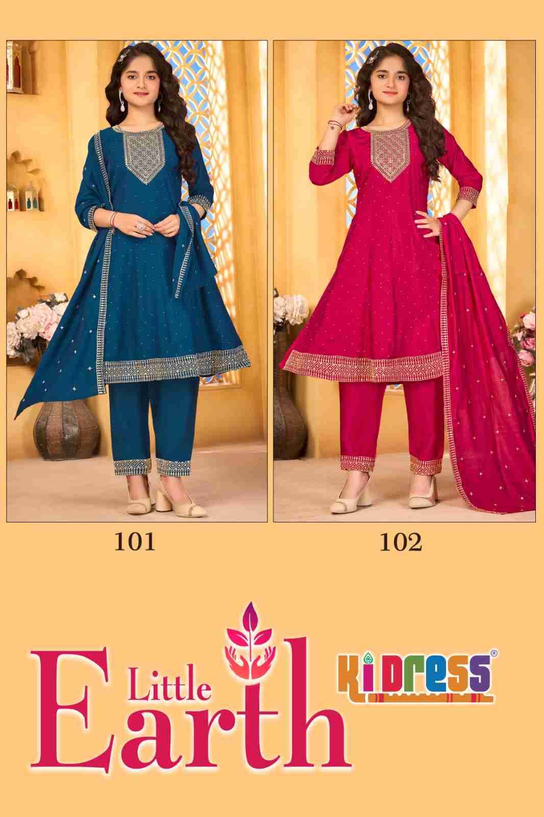 Little Earth By Kidress 101 To 102 Series Beautiful Stylish Festive Suits Fancy Colorful Casual Wear & Ethnic Wear & Ready To Wear Roman Silk Dresses At Wholesale Price