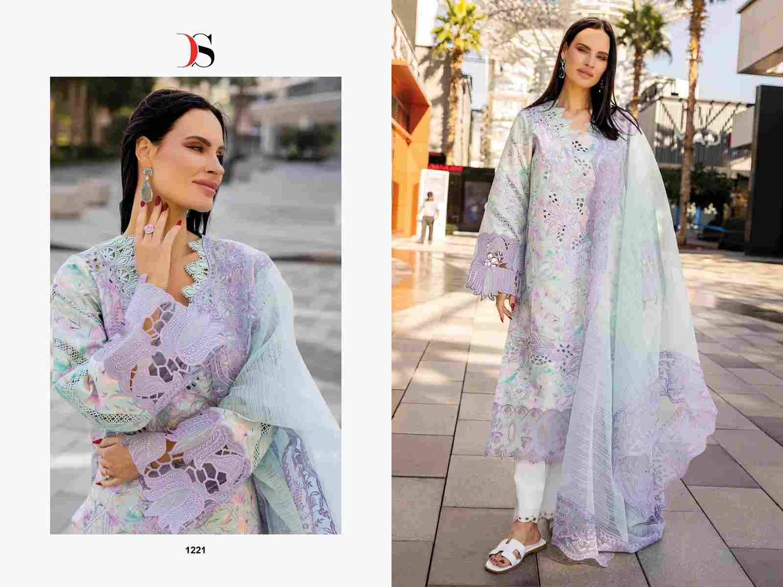 Rang Rasiya Lawn-25 Vol-3 By Deepsy Suits 1221 To 1225 Series Pakistani Stylish Beautiful Colourful Printed & Embroidered Party Wear & Occasional Wear Pure Cotton Dresses At Wholesale Price