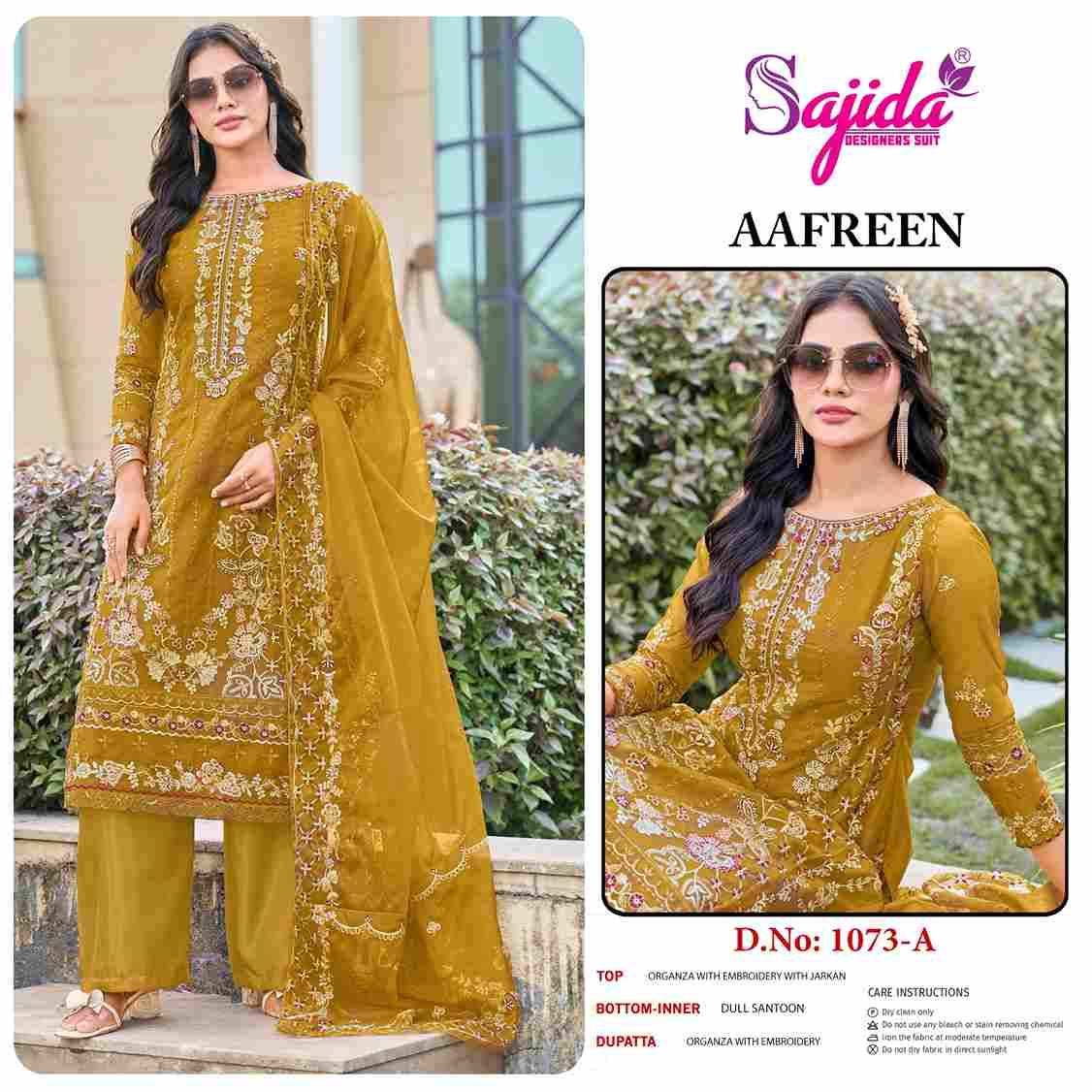Aafreen By Sajida Designer Suits 1073-A To 1073-D Series Beautiful Pakistani Suits Colorful Stylish Fancy Casual Wear & Ethnic Wear Organza Embroidered Dresses At Wholesale Price