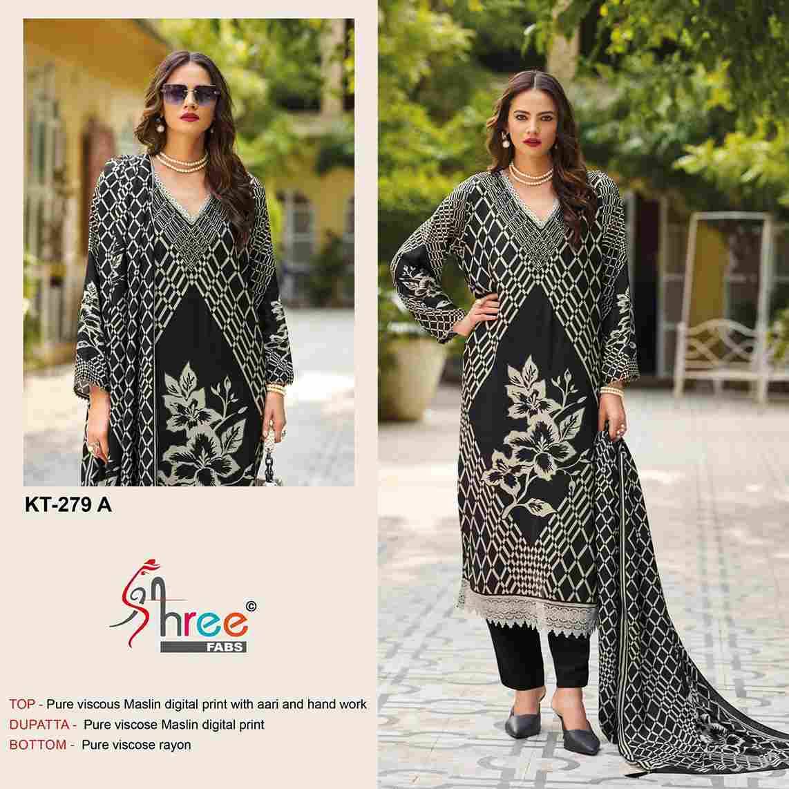 Shree Fabs Hit Design KT-279 Colours By Shree Fabs KT-279-A To KT-279-B Series Designer Pakistani Suits Beautiful Fancy Stylish Colorful Party Wear & Occasional Wear Pure Viscose Muslin Embroidery Dresses At Wholesale Price