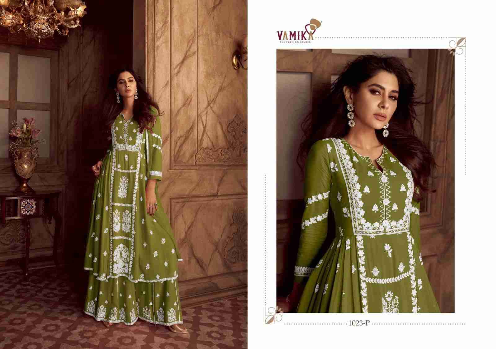 Lakhnavi Vol-4 Dark List By Vamika 1023-P To 1023-T Series Beautiful Stylish Sharara Suits Fancy Colorful Casual Wear & Ethnic Wear & Ready To Wear Pure Rayon Printed Dresses At Wholesale Price