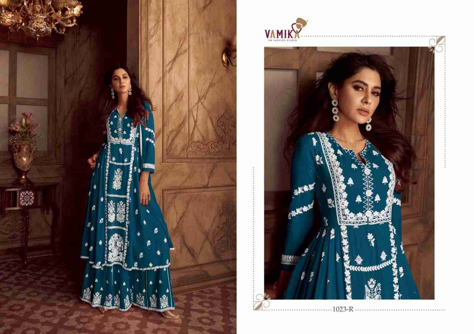 Lakhnavi Vol-4 Dark List By Vamika 1023-P To 1023-T Series Beautiful Stylish Sharara Suits Fancy Colorful Casual Wear & Ethnic Wear & Ready To Wear Pure Rayon Printed Dresses At Wholesale Price