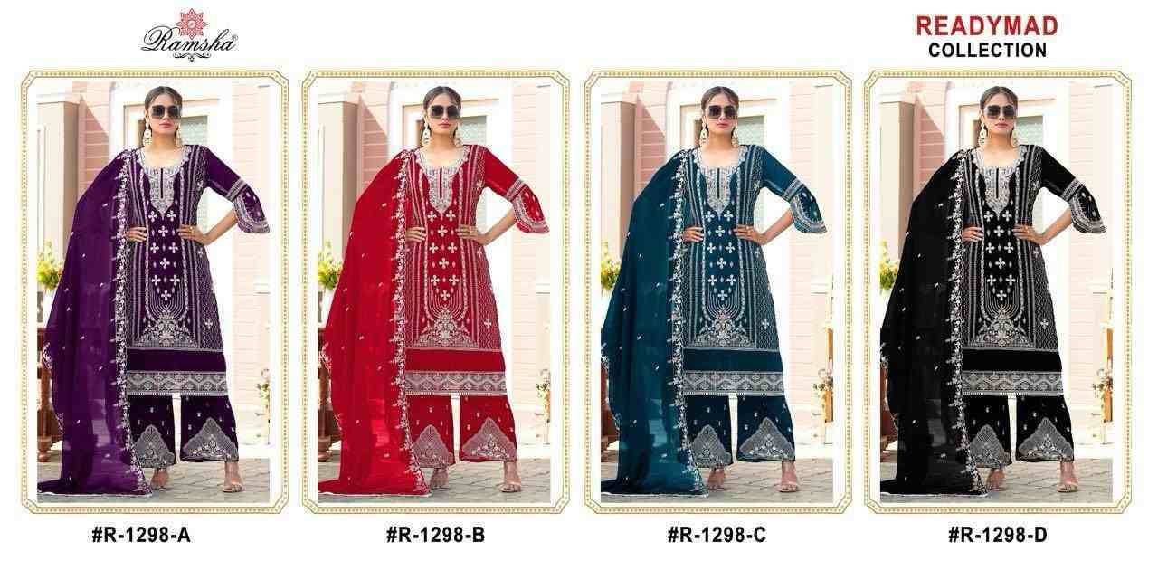 Ramsha 1298 Colours By Ramsha 1298-A To 1298-D Series Beautiful Pakistani Suits Colorful Stylish Fancy Casual Wear & Ethnic Wear Georgette Dresses At Wholesale Price