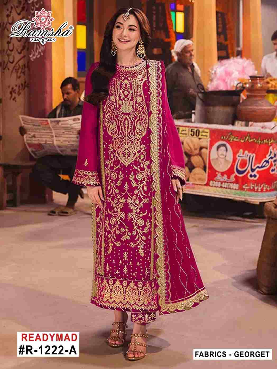 Ramsha 1222 Colours By Ramsha 1222-A To 1222-D Series Beautiful Pakistani Suits Colorful Stylish Fancy Casual Wear & Ethnic Wear Georgette Dresses At Wholesale Price