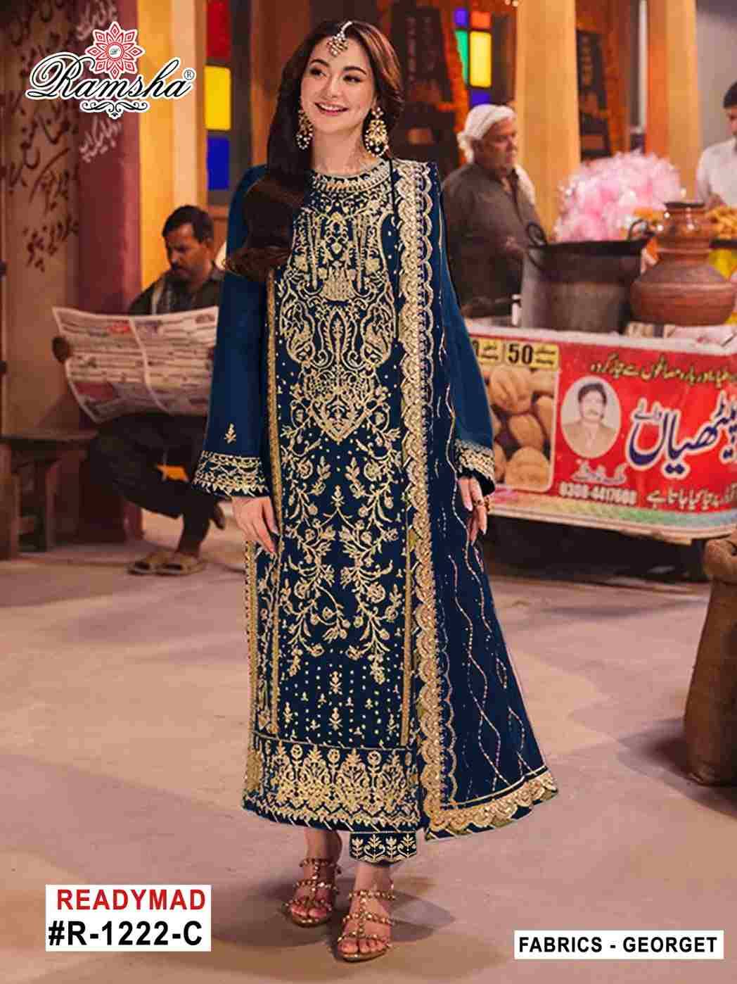 Ramsha 1222 Colours By Ramsha 1222-A To 1222-D Series Beautiful Pakistani Suits Colorful Stylish Fancy Casual Wear & Ethnic Wear Georgette Dresses At Wholesale Price