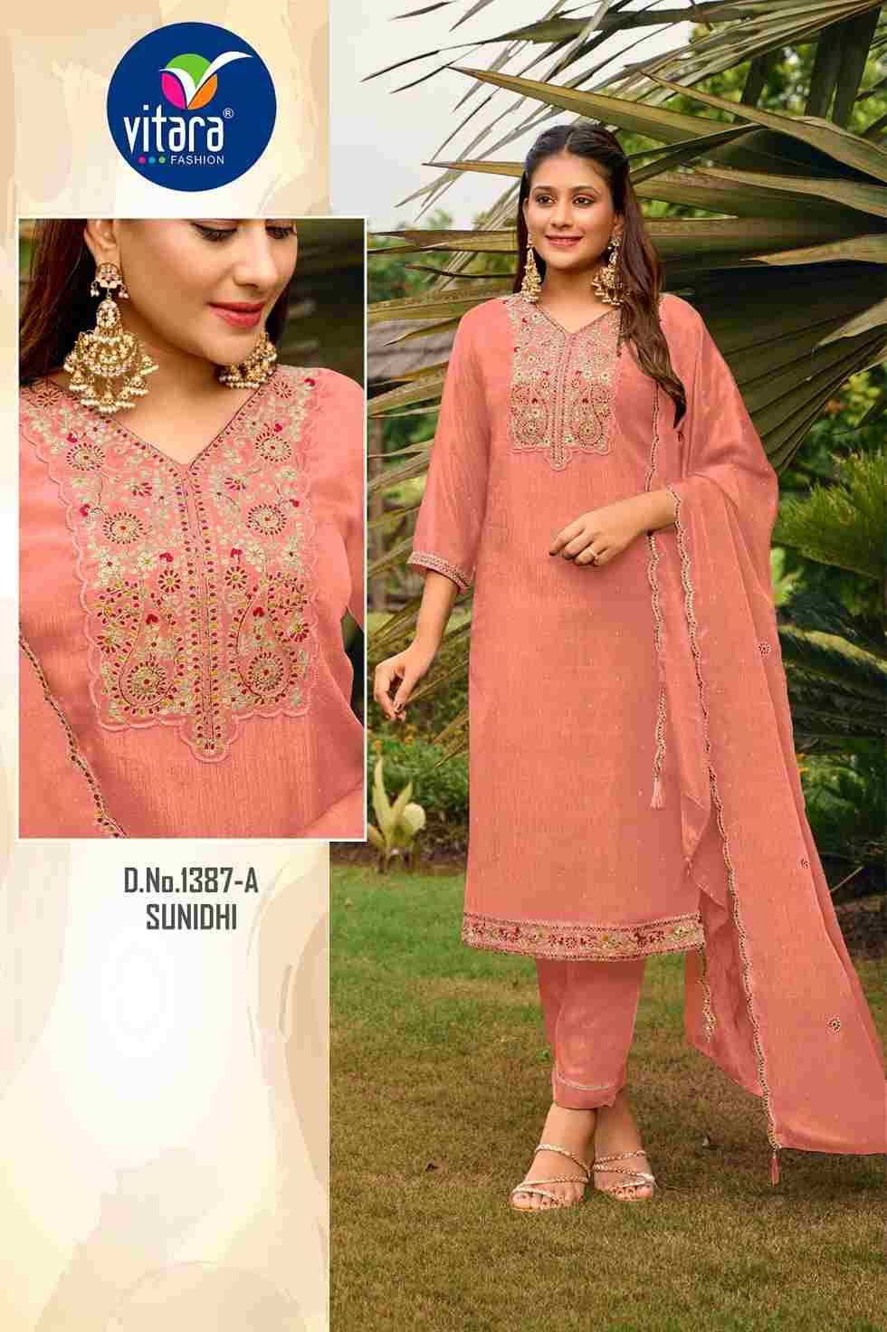 Sunidhi By Vitara 1387-A To 1387-H Series Beautiful Stylish Festive Suits Fancy Colorful Casual Wear & Ethnic Wear & Ready To Wear Chinnon Dresses At Wholesale Price