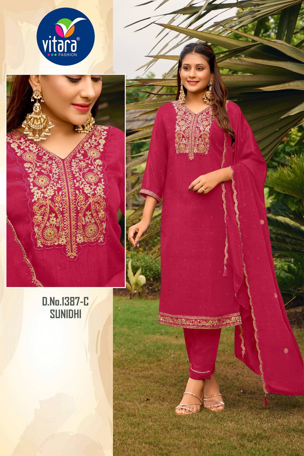 Sunidhi By Vitara 1387-A To 1387-H Series Beautiful Stylish Festive Suits Fancy Colorful Casual Wear & Ethnic Wear & Ready To Wear Chinnon Dresses At Wholesale Price