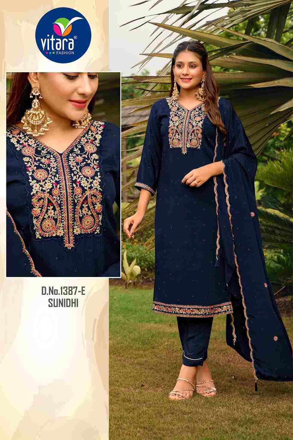 Sunidhi By Vitara 1387-A To 1387-H Series Beautiful Stylish Festive Suits Fancy Colorful Casual Wear & Ethnic Wear & Ready To Wear Chinnon Dresses At Wholesale Price