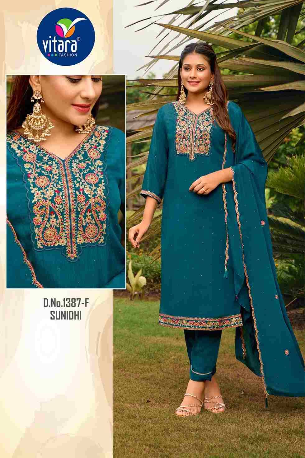 Sunidhi By Vitara 1387-A To 1387-H Series Beautiful Stylish Festive Suits Fancy Colorful Casual Wear & Ethnic Wear & Ready To Wear Chinnon Dresses At Wholesale Price