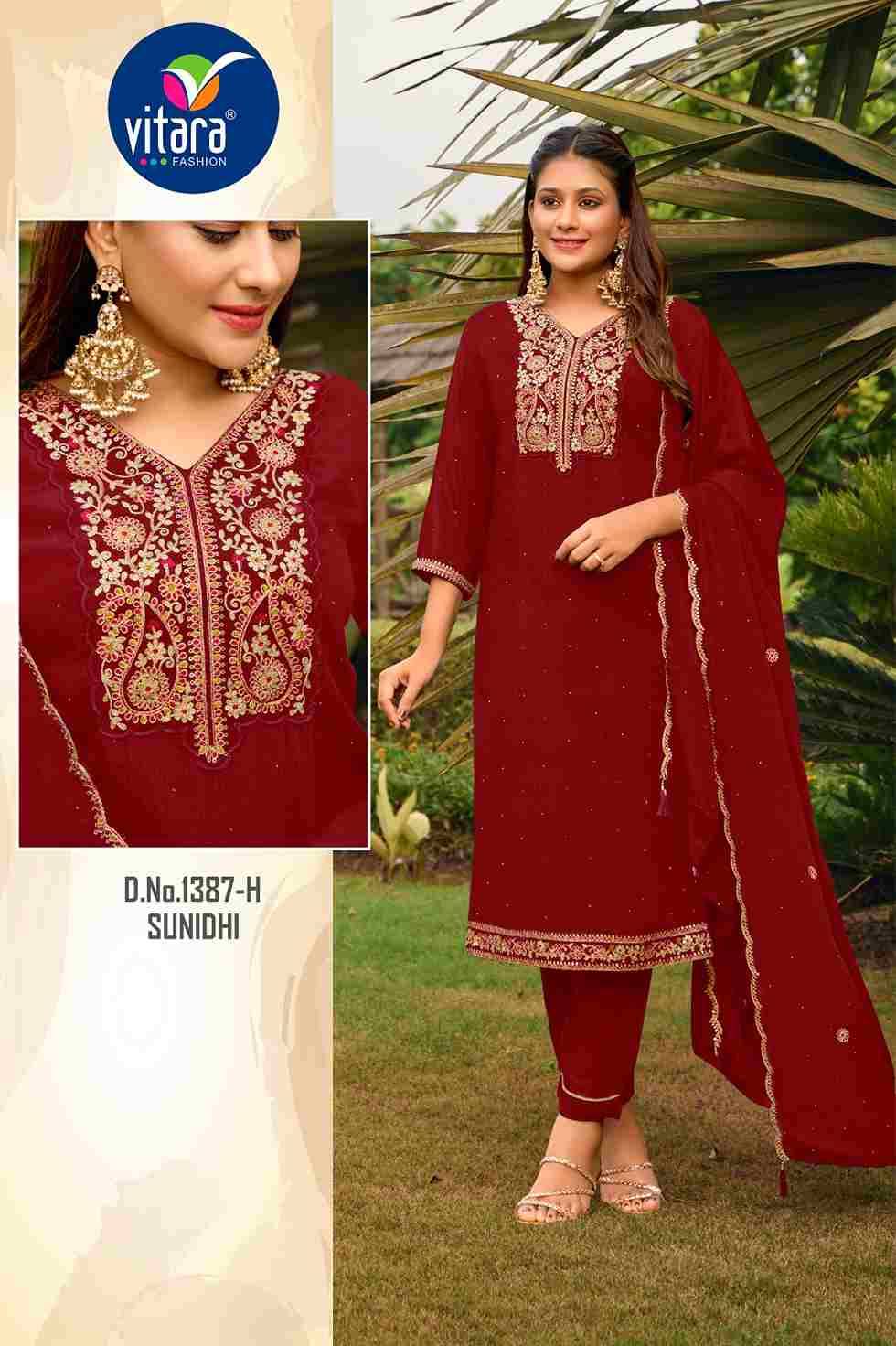Sunidhi By Vitara 1387-A To 1387-H Series Beautiful Stylish Festive Suits Fancy Colorful Casual Wear & Ethnic Wear & Ready To Wear Chinnon Dresses At Wholesale Price