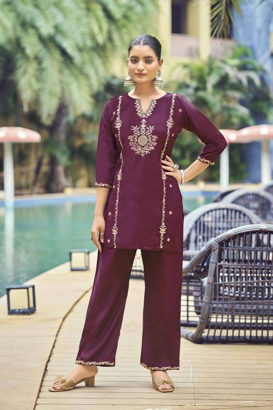 Celebrations By Ossm 1001 To 1006 Series Designer Stylish Fancy Colorful Beautiful Party Wear & Ethnic Wear Collection Viscose Silk Co-Ord At Wholesale Price