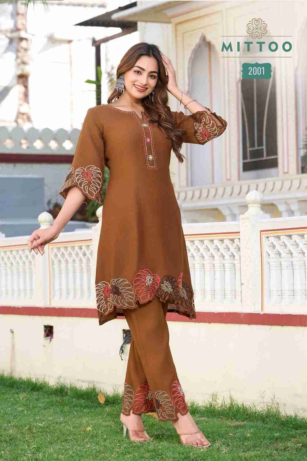 Krivaa By Mittoo 2001 To 2006 Series Designer Stylish Fancy Colorful Beautiful Party Wear & Ethnic Wear Collection Viscose Kurtis With Bottom At Wholesale Price