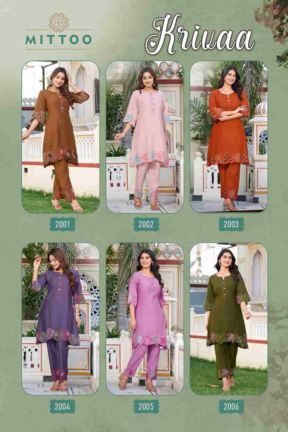 Krivaa By Mittoo 2001 To 2006 Series Designer Stylish Fancy Colorful Beautiful Party Wear & Ethnic Wear Collection Viscose Kurtis With Bottom At Wholesale Price