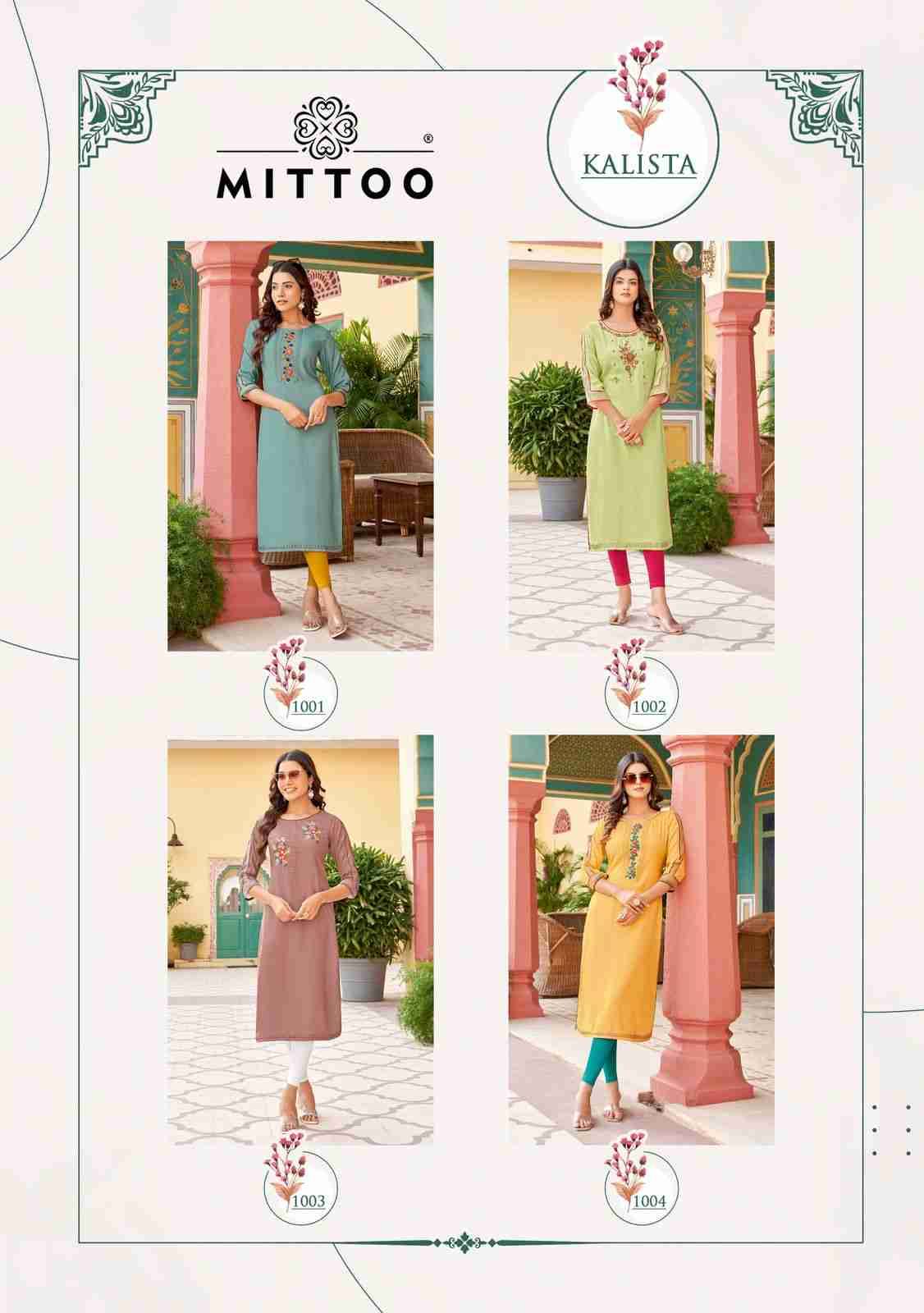 Kalishta By Mittoo 1001 To 1004 Series Designer Stylish Fancy Colorful Beautiful Party Wear & Ethnic Wear Collection Heavy Rayon Kurtis At Wholesale Price