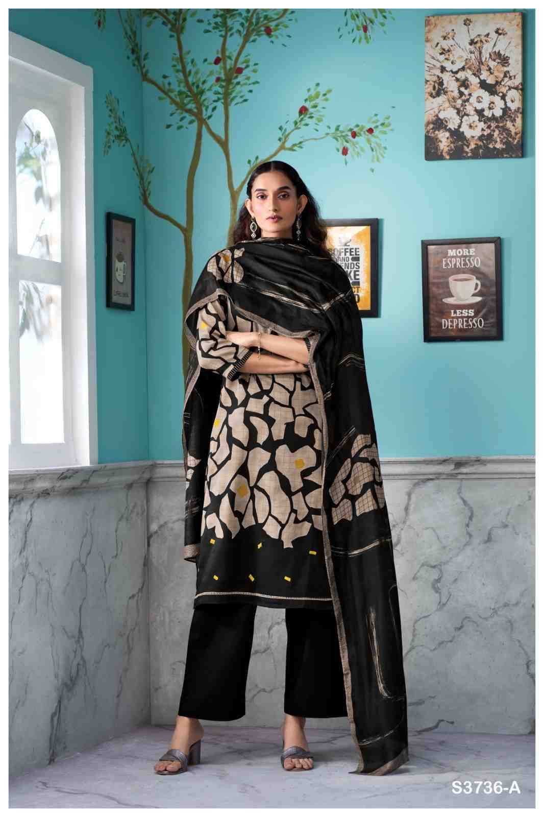 Lilixia-3736 By Ganga Fashion 3736-A To 3736-C Series Beautiful Festive Suits Colorful Stylish Fancy Casual Wear & Ethnic Wear Pure Cotton Satin Dresses At Wholesale Price