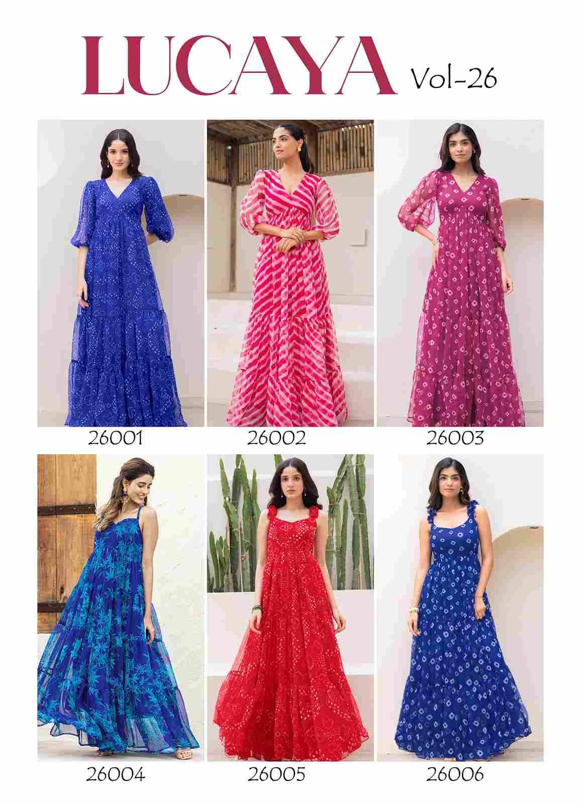 Lucaya Vol-26 By Fashid Wholesale 26001 To 26006 Series Designer Stylish Fancy Colorful Beautiful Party Wear & Ethnic Wear Collection Faux Georgette Gowns At Wholesale Price