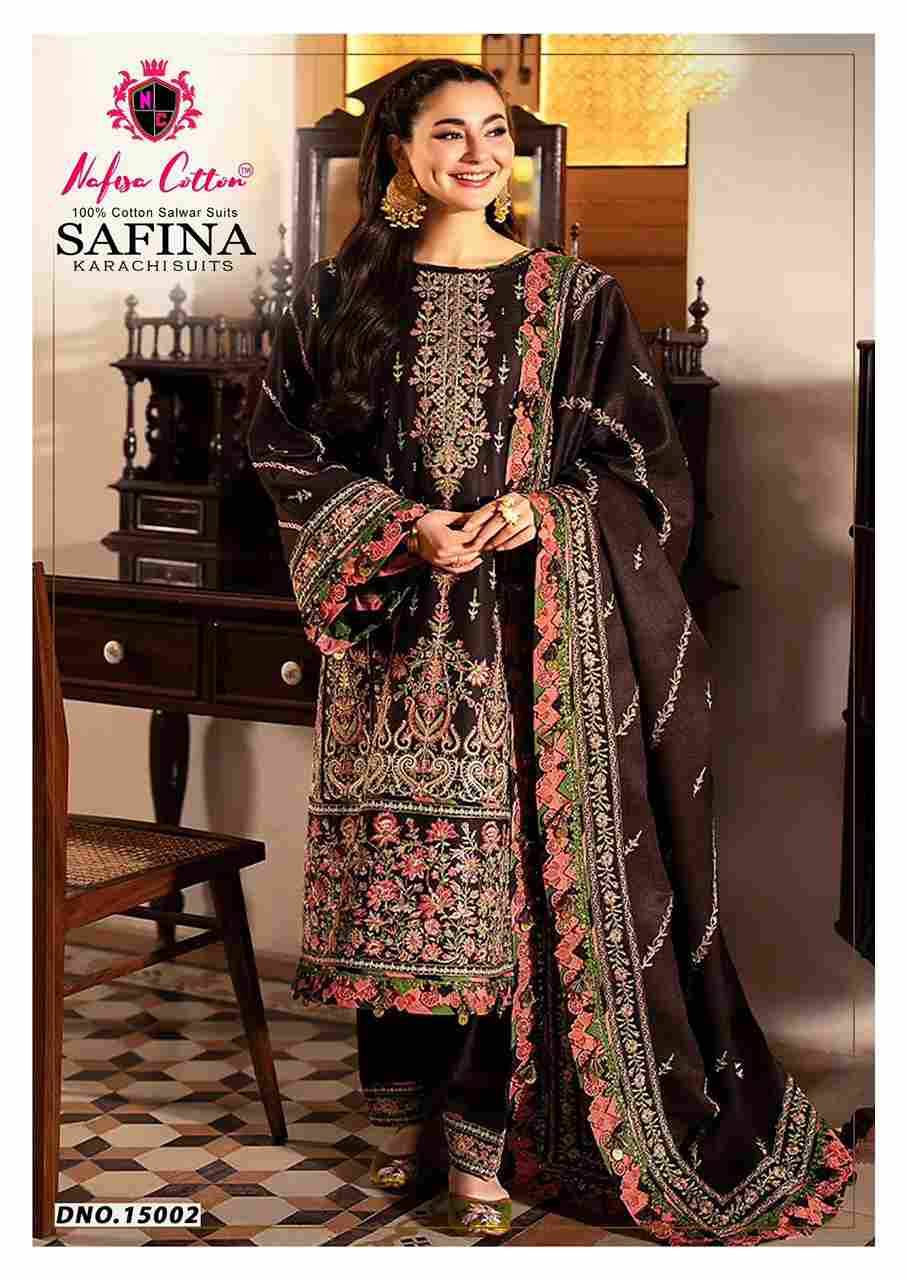 Safina Vol-15 By Nafisa Cotton 15001 To 15006 Series Beautiful Festive Suits Colorful Stylish Fancy Casual Wear & Ethnic Wear Pure Cotton Embroidered Dresses At Wholesale Price
