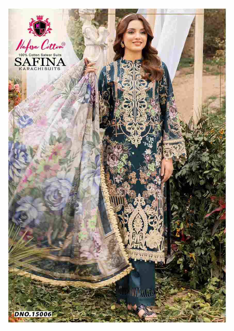 Safina Vol-15 By Nafisa Cotton 15001 To 15006 Series Beautiful Festive Suits Colorful Stylish Fancy Casual Wear & Ethnic Wear Pure Cotton Embroidered Dresses At Wholesale Price
