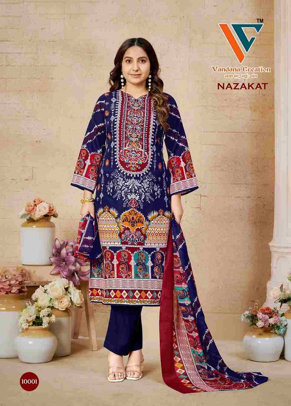 Nazakat Vol-10 By Vandana Creation 10001 To 10008 Series Beautiful Festive Suits Stylish Fancy Colorful Casual Wear & Ethnic Wear Soft Cotton Print Dresses At Wholesale Price