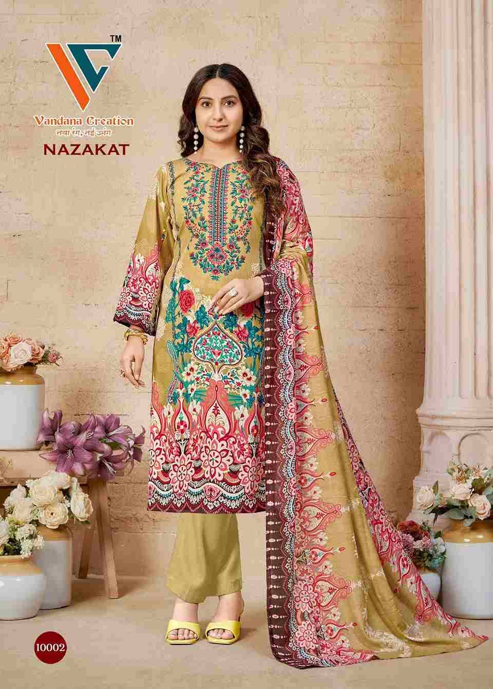 Nazakat Vol-10 By Vandana Creation 10001 To 10008 Series Beautiful Festive Suits Stylish Fancy Colorful Casual Wear & Ethnic Wear Soft Cotton Print Dresses At Wholesale Price